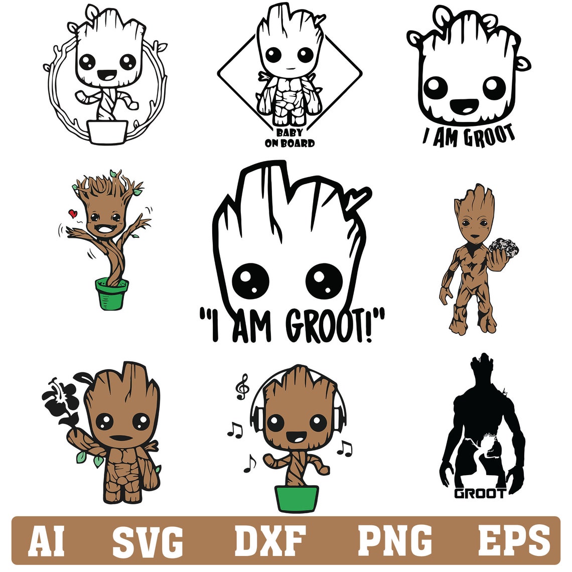 Download Groot SVG Bundle Groot Vectors Marvel Cricut Cut File | Etsy