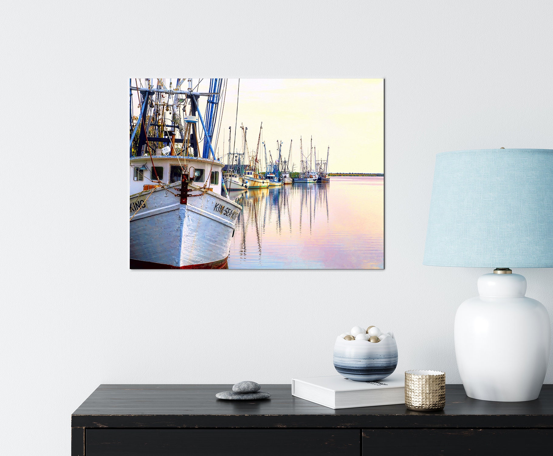 Dockside Reflections Canvas Etsy