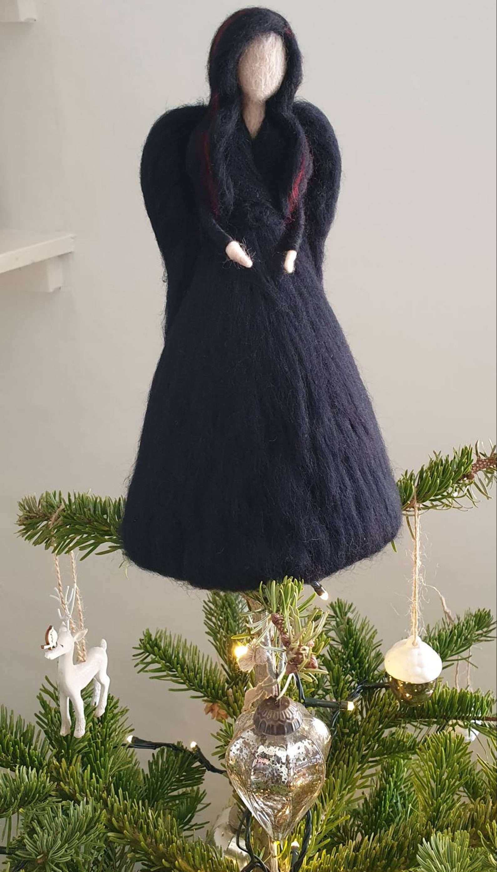 Gothic Christmas Tree Angel Tree Topper Christmas Ornament Etsy India