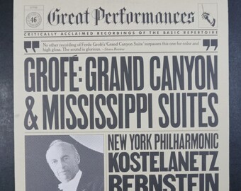 Grosse - Grad Canyon & Mississippi Suites Leonard Bernstein / CBS Masterworks Vinyl Record Great Performances -