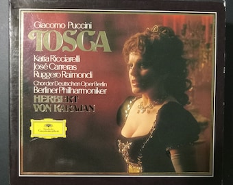 CD - Puccini - Tosca - Katie Ricciarelli - Jose Carreras - Ruggero Raimondi -Von Karajan / Deutsche Grammophon 2 Compact Disc set w/ booklet