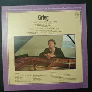 Grieg Peer Gynt Suites 1 and 2 & Piano Concerto in A Minor Stephen Bishop piano Colin Davis and BBC Symphony / Philips Vinyl Record afbeelding 2