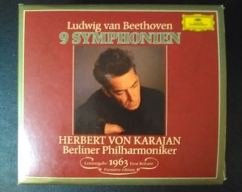 CD - Beethoven - 9 Symphonies - Herbert Von Karajan - Berlin Philharmonic / Deutsche Grammophon Compact Disc 5*CD Box Set w/  Libretto