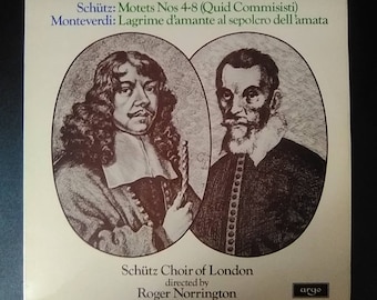 Schutz - Motets no 4-8 Quid Commisisti - Monteverdi  - Lagrime D' Amante d'amante al Sepolcro / Argo Decca UK Pressing Vinyl Record