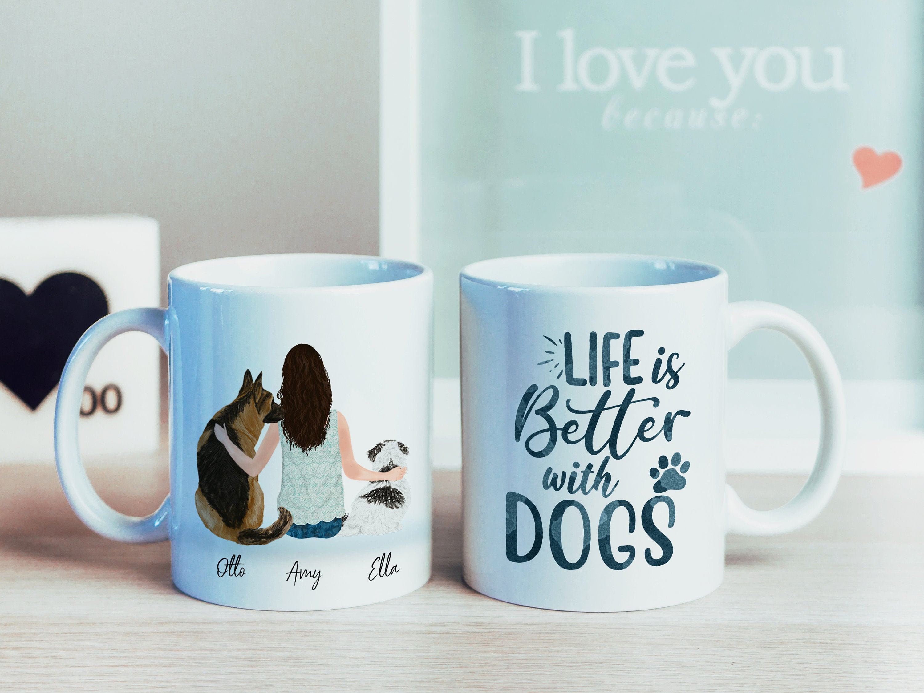 Personalised Dog Mug Dog Lover Gift Girl and Dogs Mug Etsy