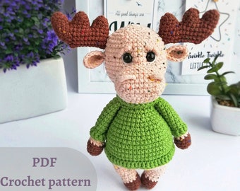 Moose amigurumi toy pattern. Crochet moose. Moose tutorial