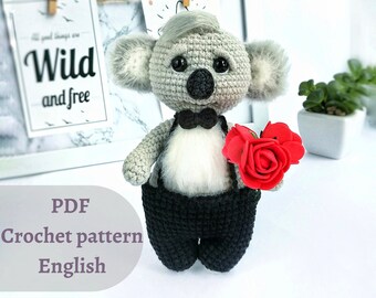 Cute Koala amigurumi toy pattern. Koala crochet pattern PDF