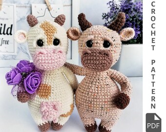 Cow and Bull crochet pattern. Amigurumi Cow. Bull crochet toy. Cow crochet pdf pattern