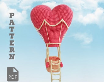 Hot Air Balloon crochet pattern | Baby Mobile PDF pattern | Heart the Hot Air Balloon