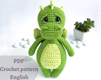 Dragon amigurumi toy pattern. Dragon crochet pdf pattern.