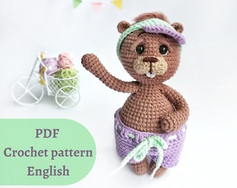 Beaver amigurumi toy pattern. Little beaver crochet pdf pattern.