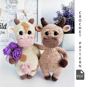 Cow and Bull crochet pattern. Amigurumi Cow. Bull crochet toy. Cow crochet pdf pattern