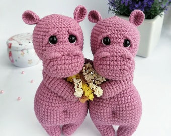 English amigurumi crochet pattern Hippo