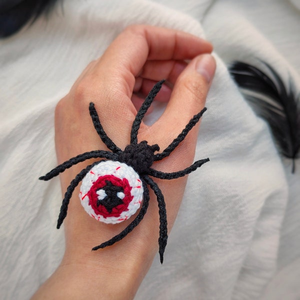 MOTIF AU CROCHET oeil d'araignée / Broche araignée au crochet Patron PDF anglais / Modèle amigurumi d'Halloween