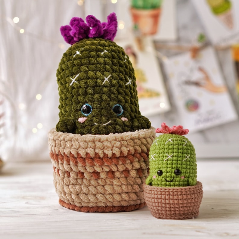 Cheeky cactus CROCHET PATTERN / Amigurumi cactus no sew PDF English pattern / Pincushion crochet pattern image 5