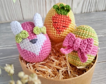 Easter eggs CROCHET PATTERN / Amigurumi Easter eggs PDF English pattern /  Bunny, gift and carrot designed eggs crochet pattern