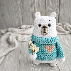 Bear in sweater CROCHET PATTERN / Amigurumi teddy bear PDF English pattern image 4