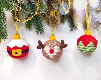 Crochet Christmas Ornaments Pattern: Santa, Elf, Reindeer (PDF Pattern)
