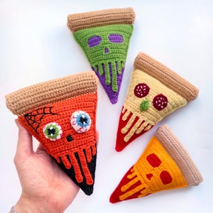 Skull pizza CROCHET PATTERN / Amigurumi pizza PDF English pattern / Halloween toy pattern / Crochet food pattern image 3