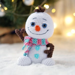 Little snowman CROCHET PATTERN / Amigurumi Christmas PDF pattern / English crochet pattern Snowman with ice cream image 5