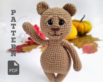 Teddy Bear crochet pattern. Amigurumi Bear PDF English pattern. Little crochet Bear toy