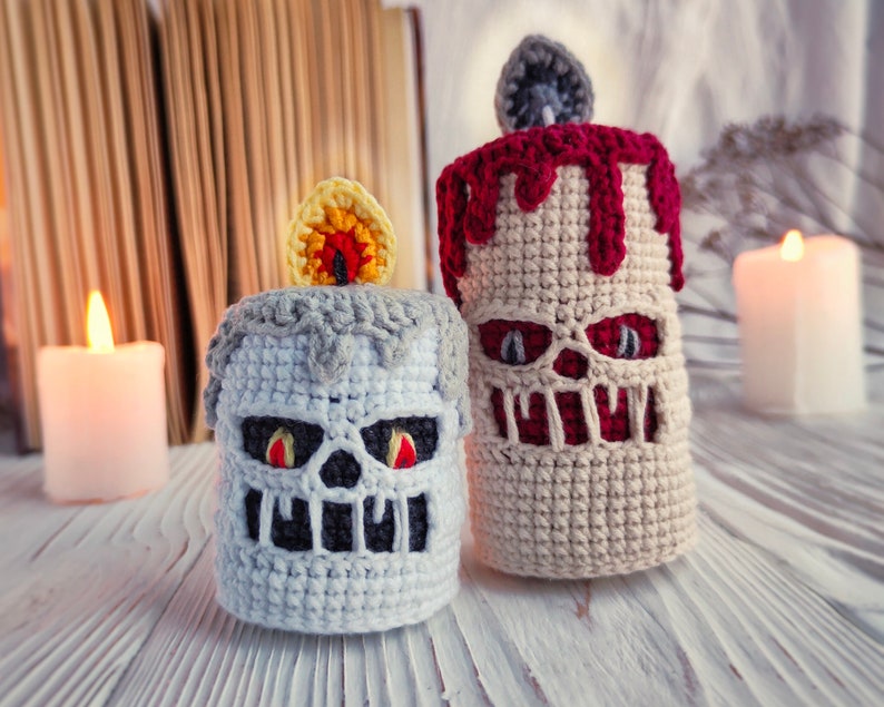 Halloween candle CROCHET PATTERN / Creepy candle PDF English pattern / Halloween amigurumi pattern image 1