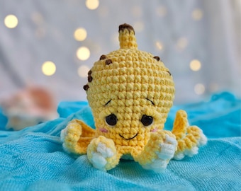 Banana Octopus Crochet Pattern: No sew Amigurumi Keychain (PDF file)