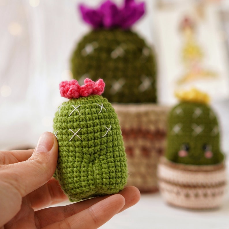 Cheeky cactus CROCHET PATTERN / Amigurumi cactus no sew PDF English pattern / Pincushion crochet pattern image 7