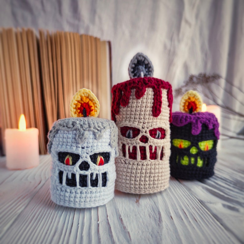 Halloween candle CROCHET PATTERN / Creepy candle PDF English pattern / Halloween amigurumi pattern image 2