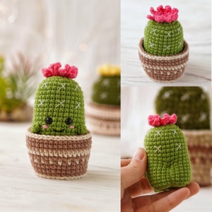 Cheeky cactus CROCHET PATTERN / Amigurumi cactus no sew PDF English pattern / Pincushion crochet pattern image 1