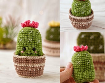 MOTIF AU CROCHET cactus coquin / Patron anglais PDF cactus amigurumi sans couture / Modèle au crochet en pelote d'épingles