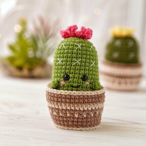 Freches Kaktus-Häkelmuster / Amigurumi-Kaktus ohne Nähen PDF-englisches Muster / Nadelkissen-Häkelmuster Bild 3