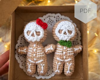 Omino di pan di zenzero inquietante SCHEMA ALL'UNCINETTO / Ornamento all'uncinetto Mr. Gingerbones PDF schema inglese / Schema amigurumi natalizio