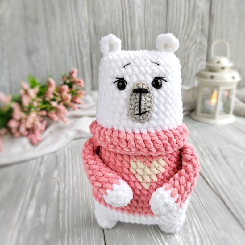 Bear in sweater CROCHET PATTERN / Amigurumi teddy bear PDF English pattern image 3