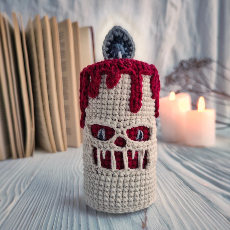 Halloween candle CROCHET PATTERN / Creepy candle PDF English pattern / Halloween amigurumi pattern image 4