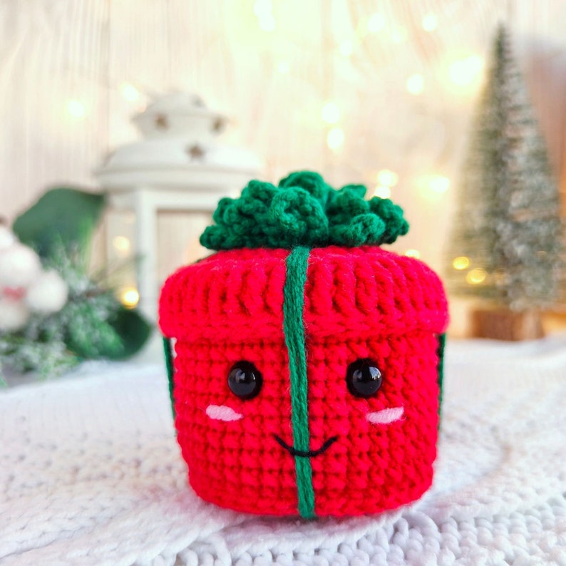 Christmas ornaments CROCHET PATTERN Amigurumi Christmas PDF pattern English crochet pattern set of 3: candle, bell, gift box image 6