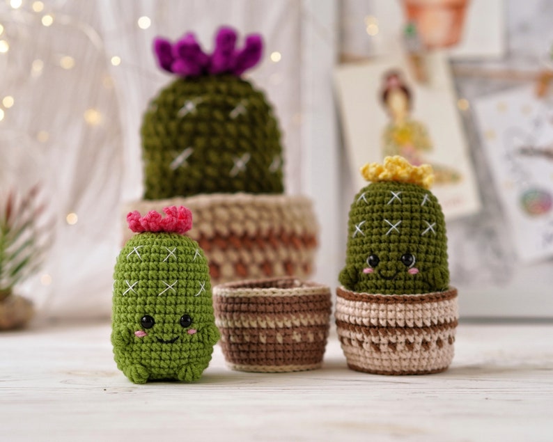 Freches Kaktus-Häkelmuster / Amigurumi-Kaktus ohne Nähen PDF-englisches Muster / Nadelkissen-Häkelmuster Bild 8