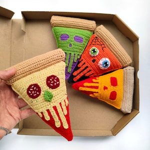 Skull pizza CROCHET PATTERN / Amigurumi pizza PDF English pattern / Halloween toy pattern / Crochet food pattern image 2