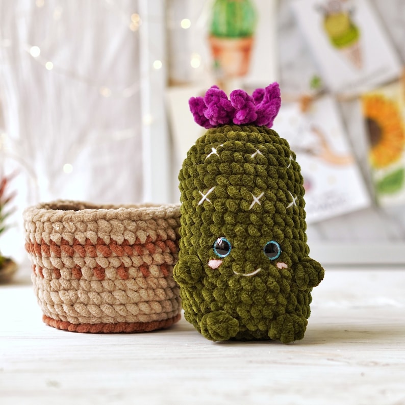 Cheeky cactus CROCHET PATTERN / Amigurumi cactus no sew PDF English pattern / Pincushion crochet pattern image 10