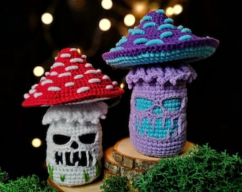 Creepy Mushroom CROCHET PATTERN / Crochet fly agaric PDF English pattern / Amanita muscaria Halloween amigurumi pattern