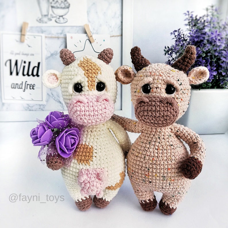 Crochet Toy Pattern : Hippo , Cow , Dragon / Amigurumi Patterns Set 3 in 1 / English PDF Crochet Pattern image 5