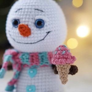 Little snowman CROCHET PATTERN / Amigurumi Christmas PDF pattern / English crochet pattern Snowman with ice cream image 8