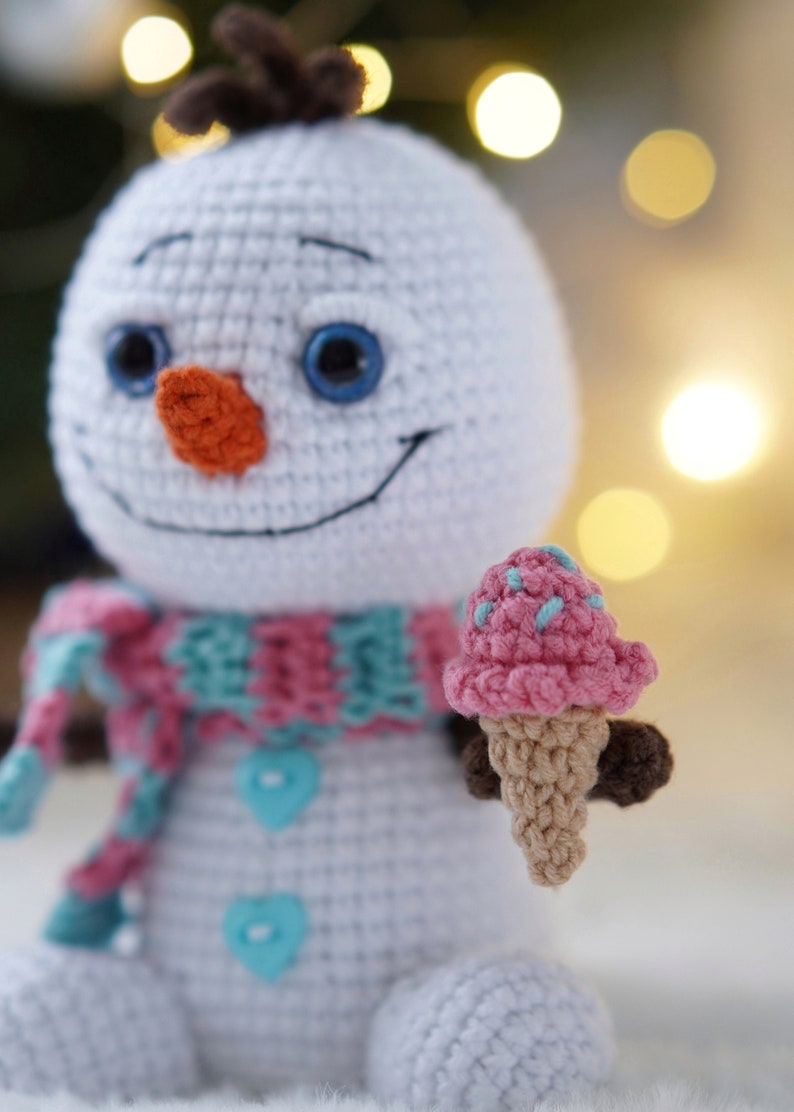 Little snowman CROCHET PATTERN / Amigurumi Christmas PDF pattern / English crochet pattern Snowman with ice cream image 8