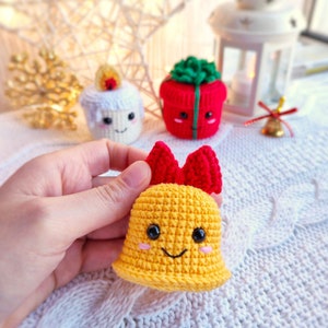 Christmas ornaments CROCHET PATTERN Amigurumi Christmas PDF pattern English crochet pattern set of 3: candle, bell, gift box image 2