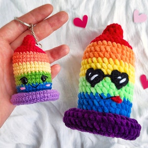 Rainbow condom CROCHET PATTERN / Amigurumi condom keychain PDF English pattern /  Plush condom crochet pattern for adults