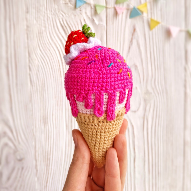 Skull ice cream CROCHET PATTERN / Amigurumi ice cream PDF English pattern / Halloween toy pattern / Crochet food pattern image 7