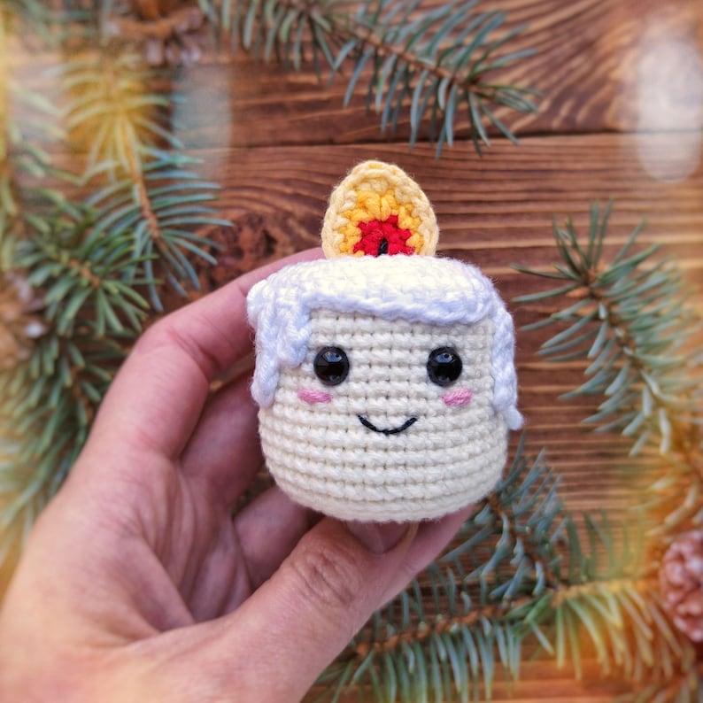 Christmas ornaments CROCHET PATTERN Amigurumi Christmas PDF pattern English crochet pattern set of 3: candle, bell, gift box image 7
