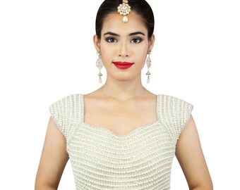 White pearl blouse online Clearance