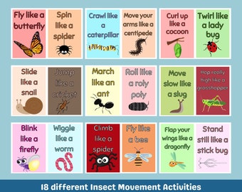 Insect Movement Cards | Classroom Physical Activity (Digital Download)