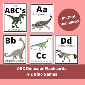 Dinosaur ABC Flashcards | Printable Alphabet Dino Practice | Letter Recognition | Science Recognition | Printable Flashcards
